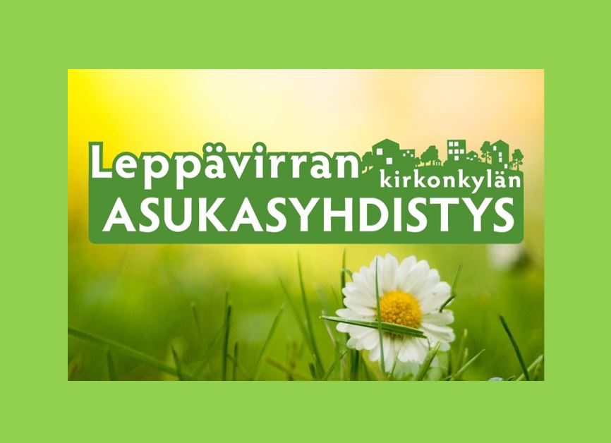 Leppävirran kirkonkylän asukasyhdistys-teksti ja kukka