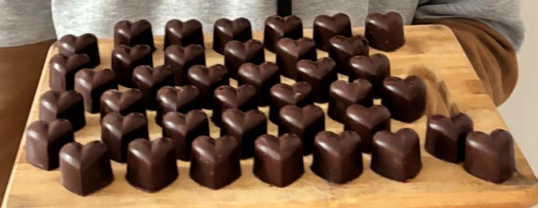 Sydämen muotoisia suklaita